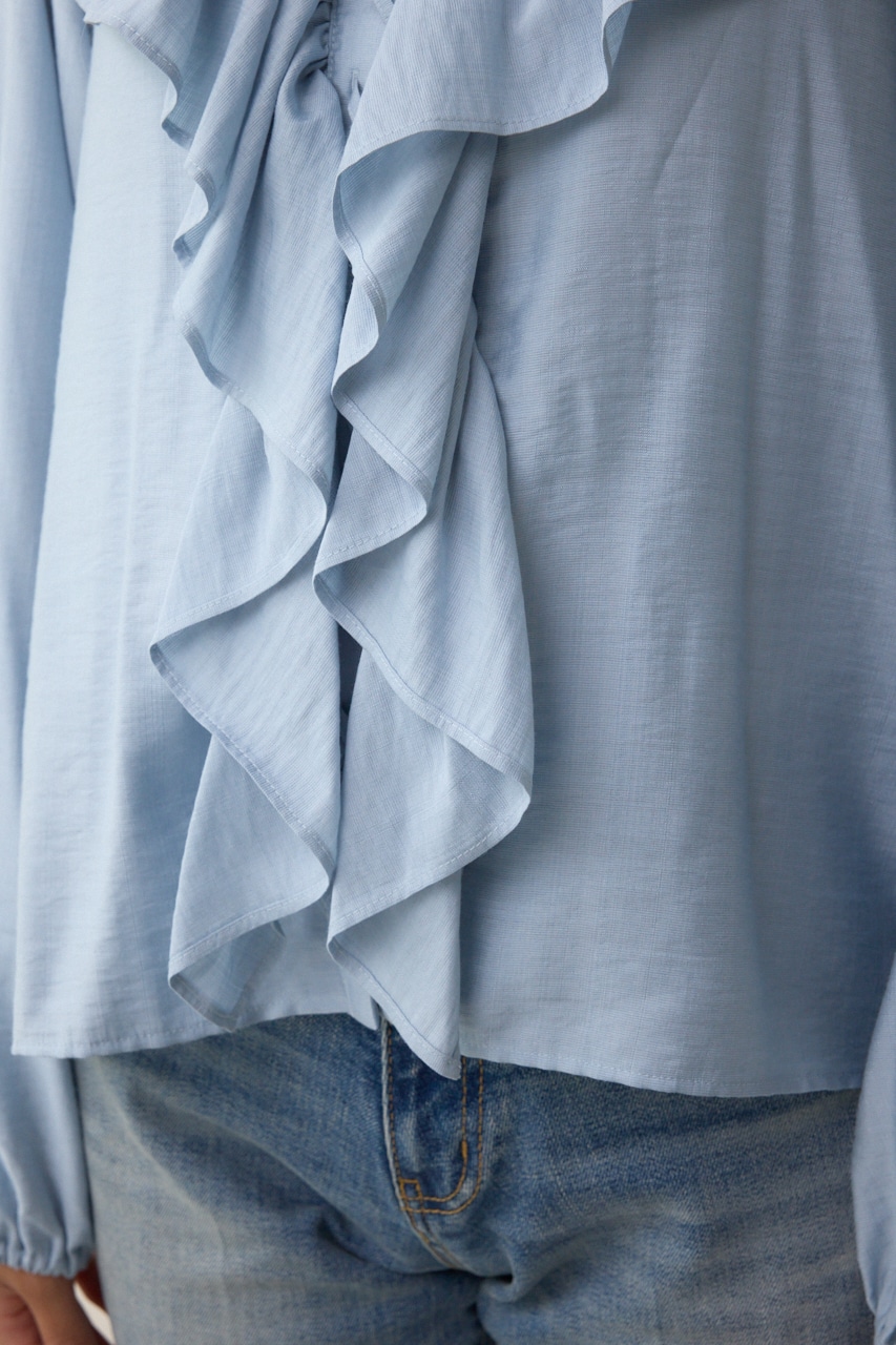 【着丈バリエ】レースアップラッフルブラウス 詳細画像