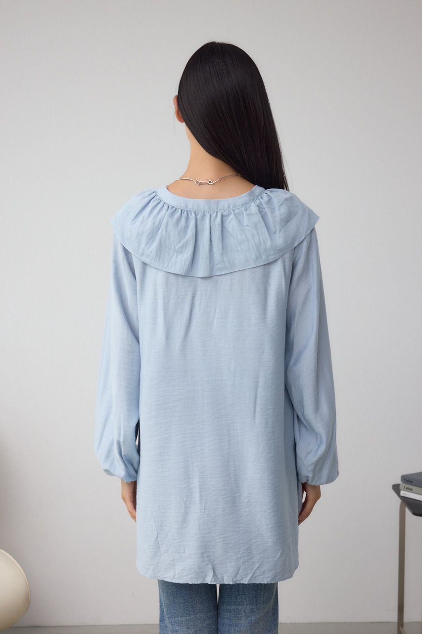 【着丈バリエ】レースアップラッフルブラウス 詳細画像