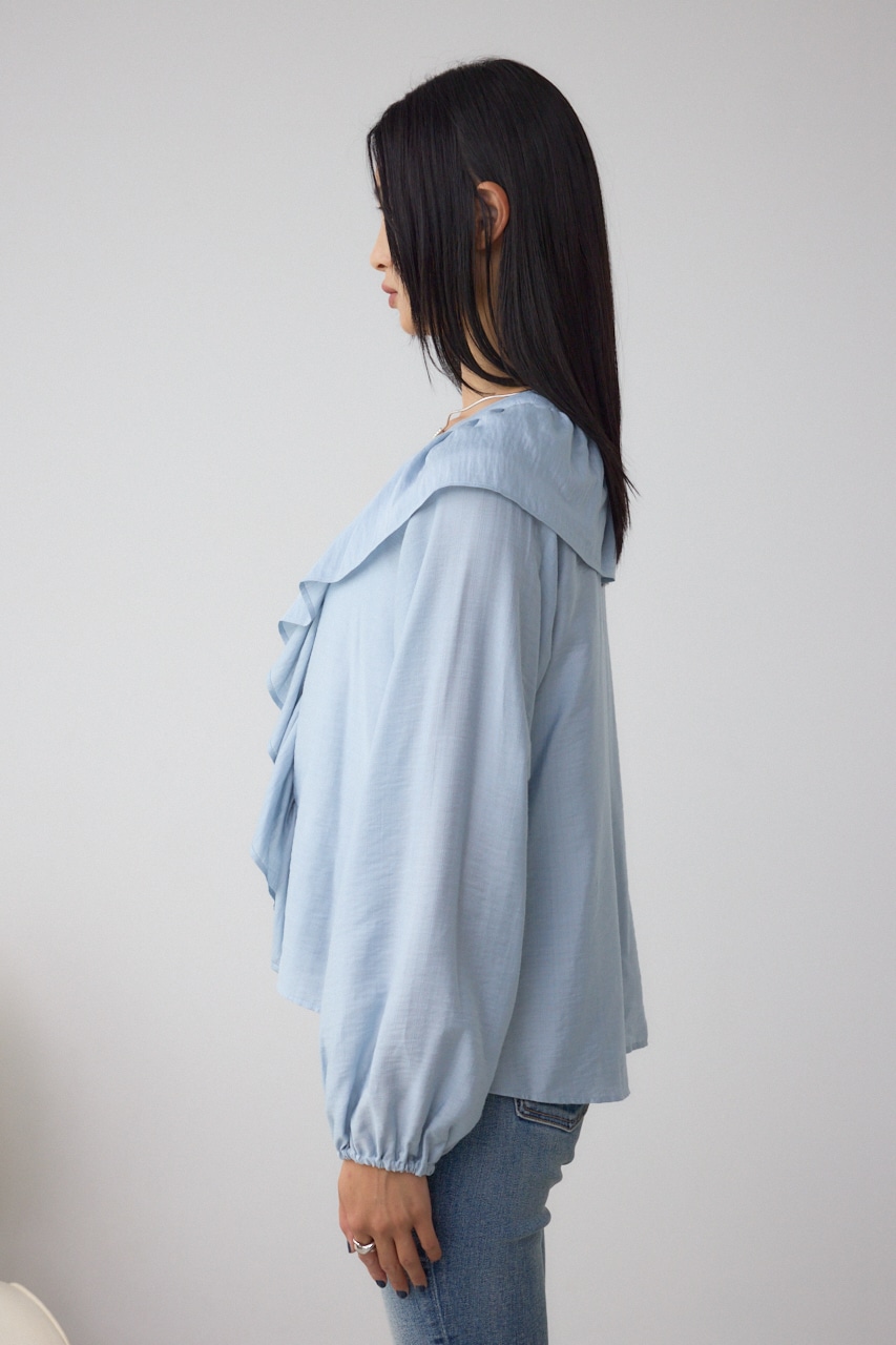 【着丈バリエ】レースアップラッフルブラウス 詳細画像