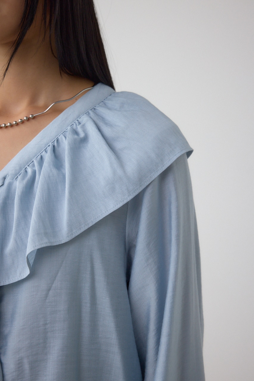 【着丈バリエ】レースアップラッフルブラウス 詳細画像