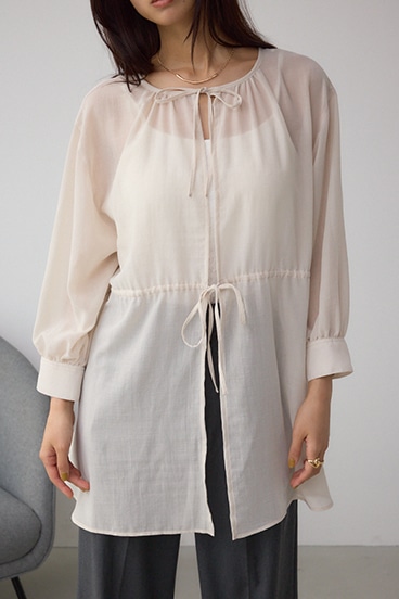 前後2WAY5分袖前リボンブラウス
