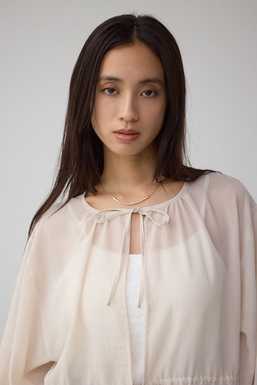 前後2WAY5分袖前リボンブラウス