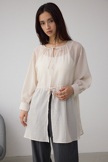 前後2WAY5分袖前リボンブラウス 詳細画像