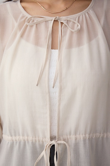 前後2WAY5分袖前リボンブラウス 詳細画像