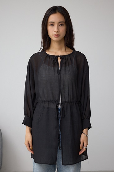 前後2WAY5分袖前リボンブラウス 詳細画像