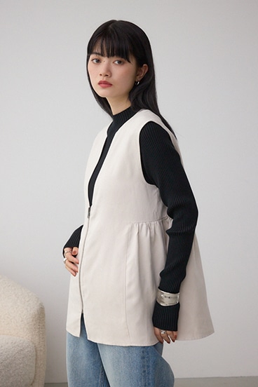 Vネックスエードギャザーベスト 詳細画像