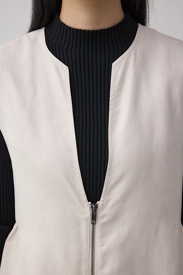 Vネックスエードギャザーベスト 詳細画像