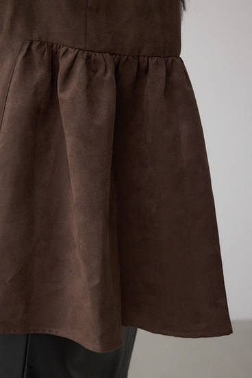 Vネックスエードギャザーベスト 詳細画像