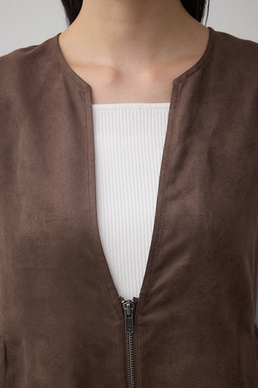 Vネックスエードギャザーベスト 詳細画像