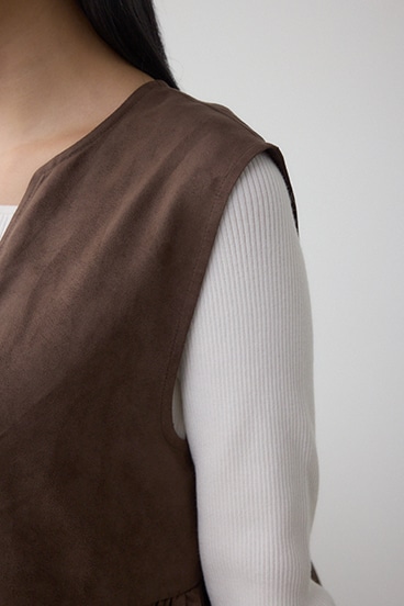 Vネックスエードギャザーベスト 詳細画像