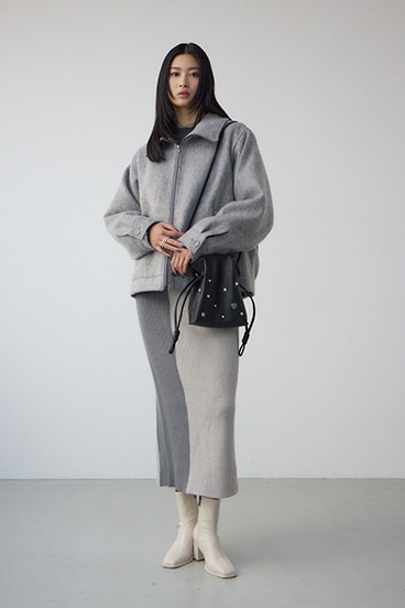 【着丈バリエ】シャギースタンドコート 詳細画像