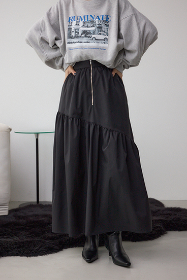 フロントジップフレアスカート