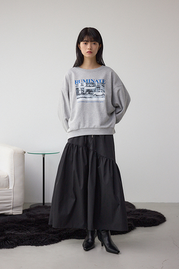 フロントジップフレアスカート 詳細画像