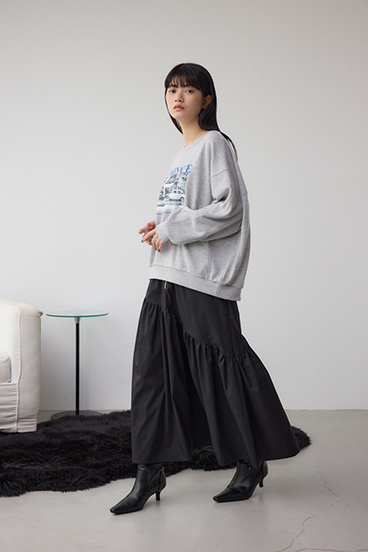 フロントジップフレアスカート 詳細画像