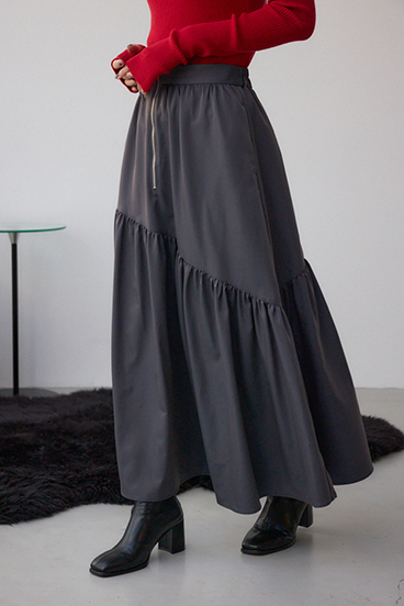 フロントジップフレアスカート