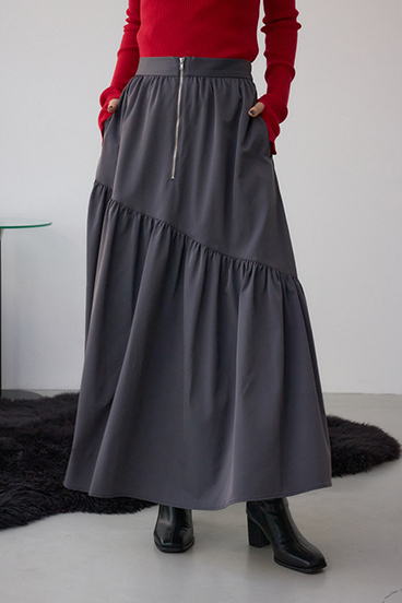 フロントジップフレアスカート