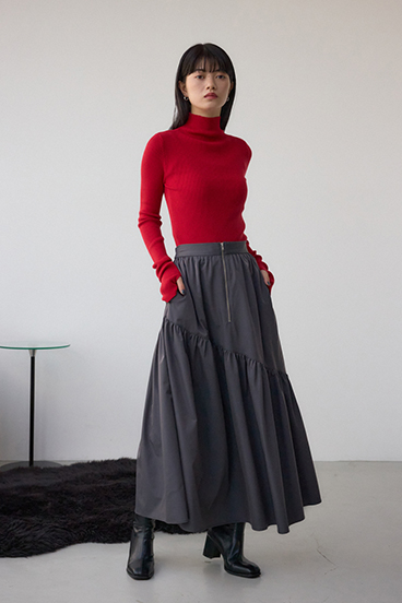 フロントジップフレアスカート 詳細画像