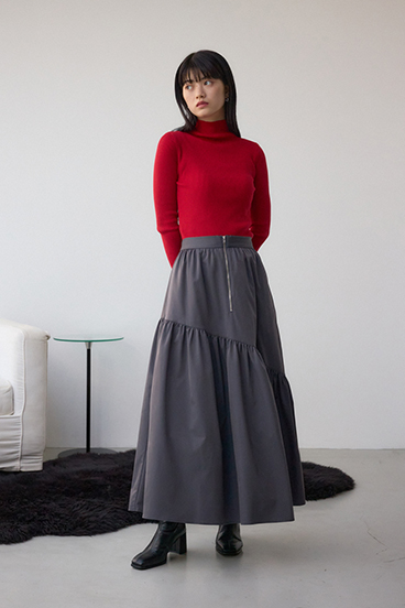 フロントジップフレアスカート 詳細画像