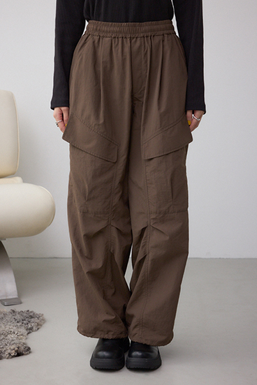 裾ドロストナイロンカーゴポケットパンツ 詳細画像