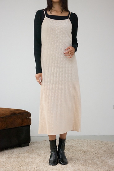 プリーツベロアキャミワンピース