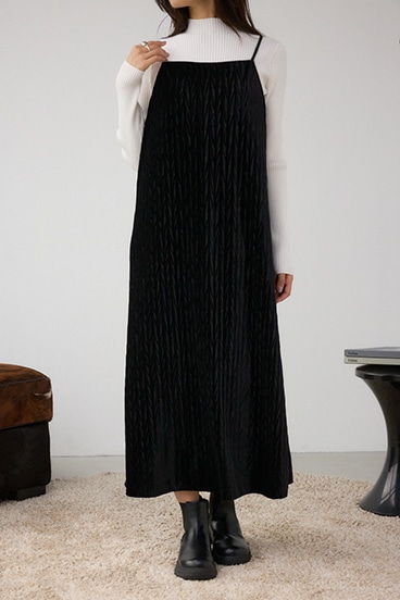 プリーツベロアキャミワンピース