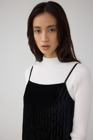 プリーツベロアキャミワンピース