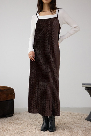 プリーツベロアキャミワンピース