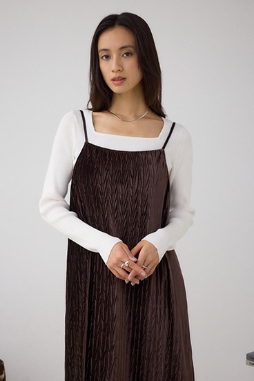 プリーツベロアキャミワンピース