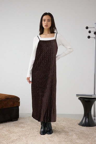 プリーツベロアキャミワンピース 詳細画像