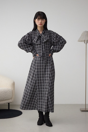チェックボウタイワンピース 詳細画像