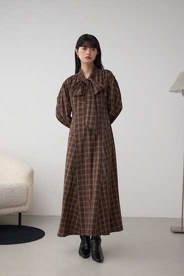 チェックボウタイワンピース 詳細画像