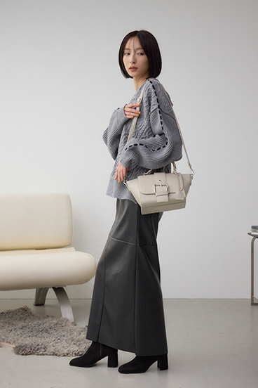 ベルトデザインフラップダイアゴナルバッグ 詳細画像