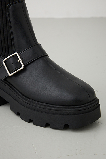 ベルトデザイントラックソールソックスブーツ 詳細画像