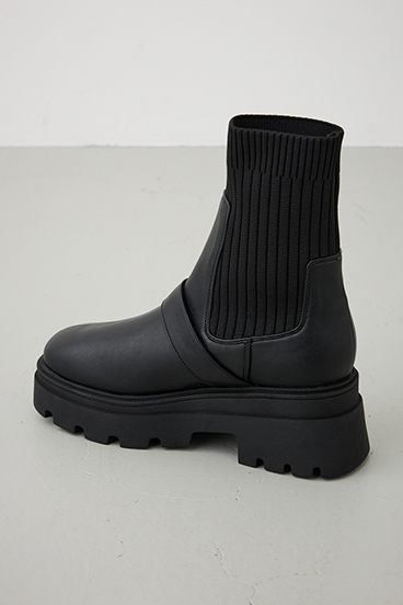 ベルトデザイントラックソールソックスブーツ 詳細画像