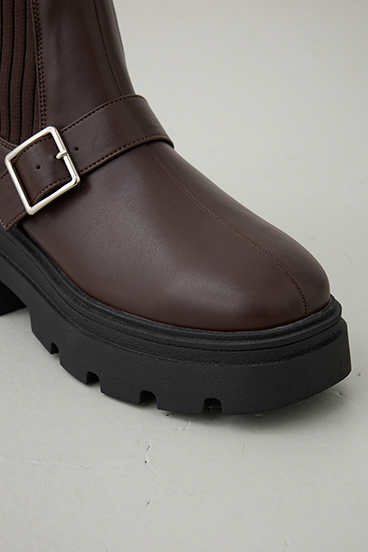 ベルトデザイントラックソールソックスブーツ 詳細画像