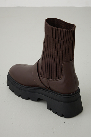 ベルトデザイントラックソールソックスブーツ 詳細画像