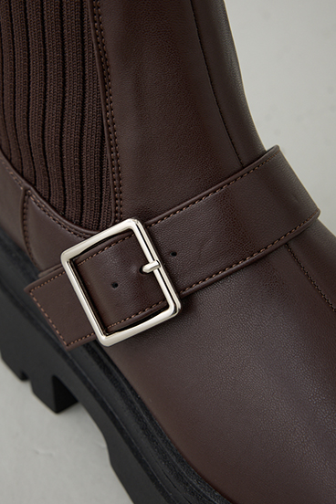 ベルトデザイントラックソールソックスブーツ 詳細画像