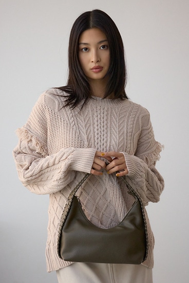 オーバーロックデザインハンドバッグ 詳細画像