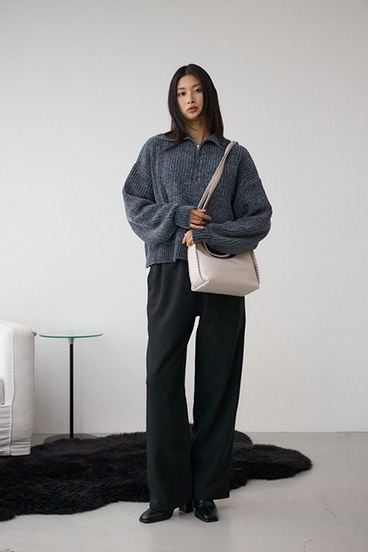 オーバーロックデザインハンドバッグ 詳細画像