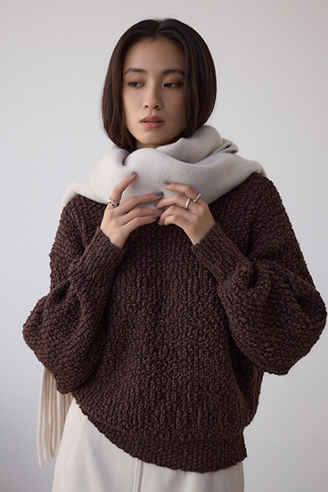 ソフトタッチニットフリンジストール