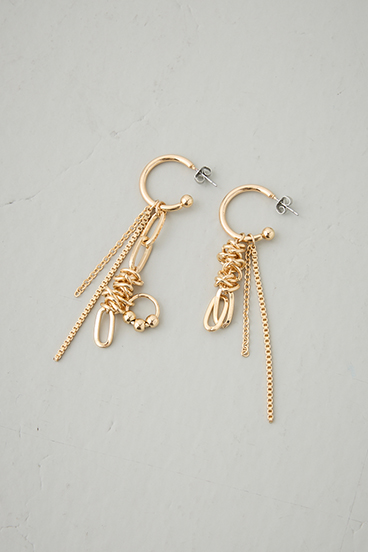 ツイストチェーンアシンメトリーピアス 詳細画像