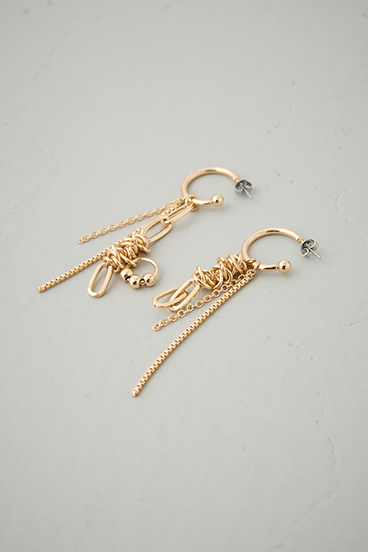 ツイストチェーンアシンメトリーピアス 詳細画像