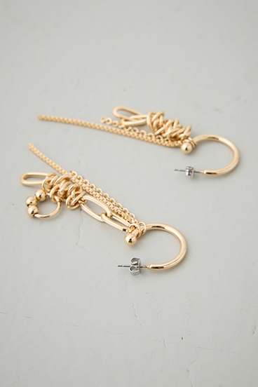 ツイストチェーンアシンメトリーピアス 詳細画像