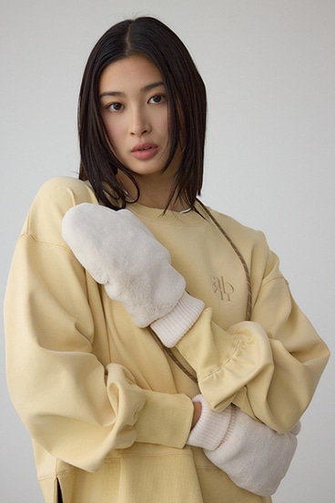 配色ストラップ2WAYフェイクファーミトン