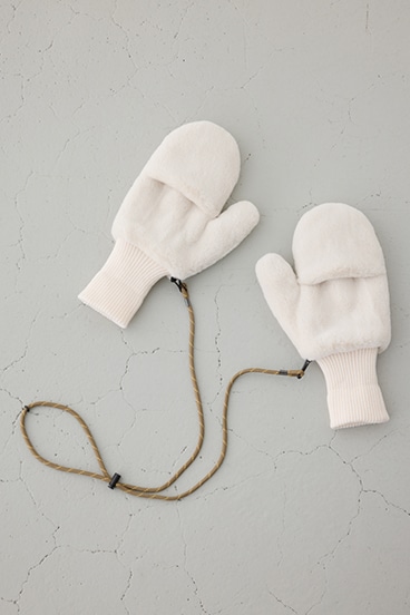 配色ストラップ2WAYフェイクファーミトン 詳細画像