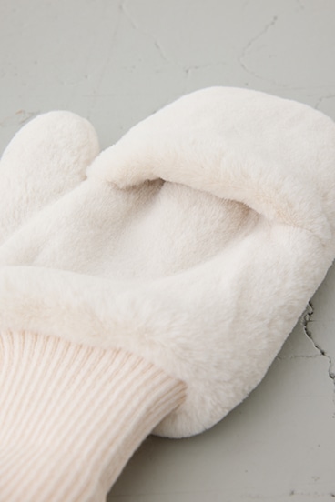 配色ストラップ2WAYフェイクファーミトン 詳細画像