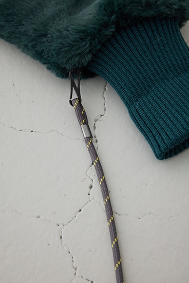 配色ストラップ2WAYフェイクファーミトン 詳細画像