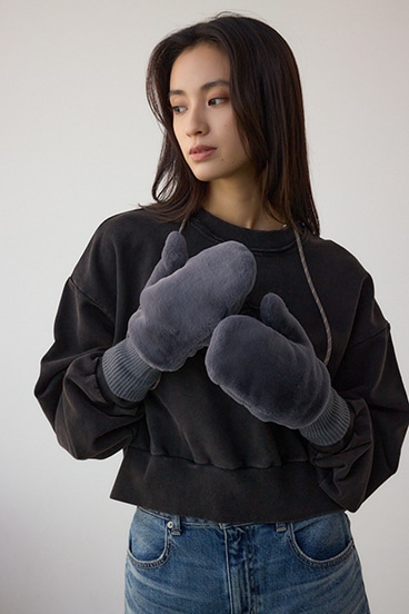 配色ストラップ2WAYフェイクファーミトン