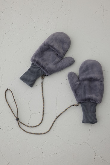 配色ストラップ2WAYフェイクファーミトン 詳細画像