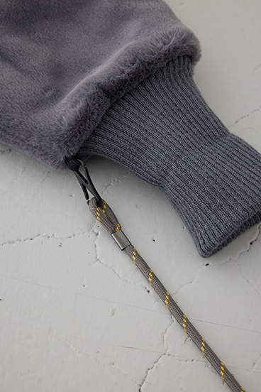 配色ストラップ2WAYフェイクファーミトン 詳細画像